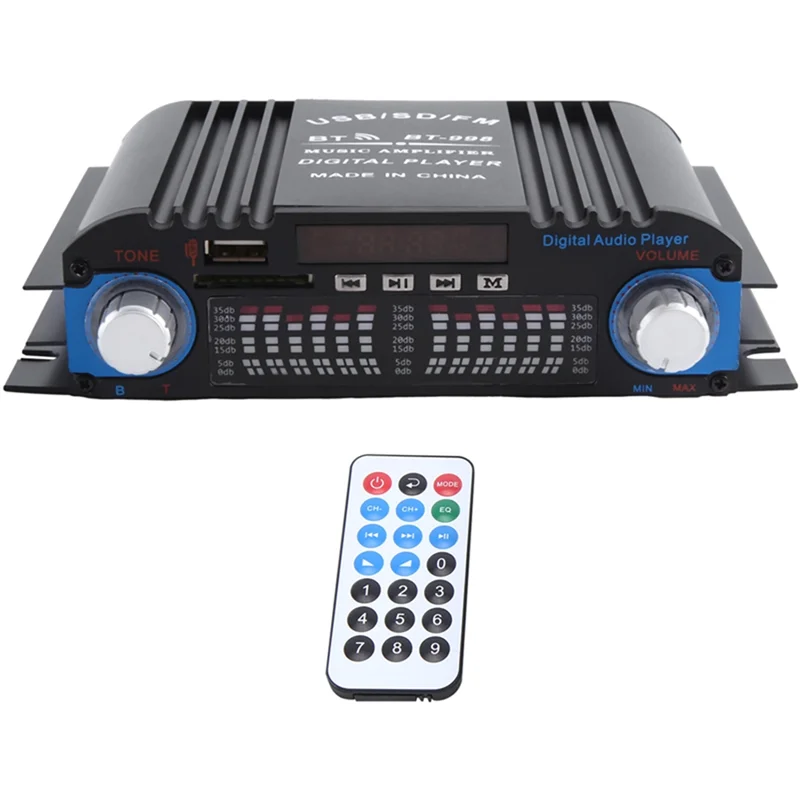 ABMF-Bluetooth Amplifier HIFI 4-Channel Digital Audio Sound Amp FM Radio MP3 Support USB SD RCA Home Audio System, Durable EU Pl