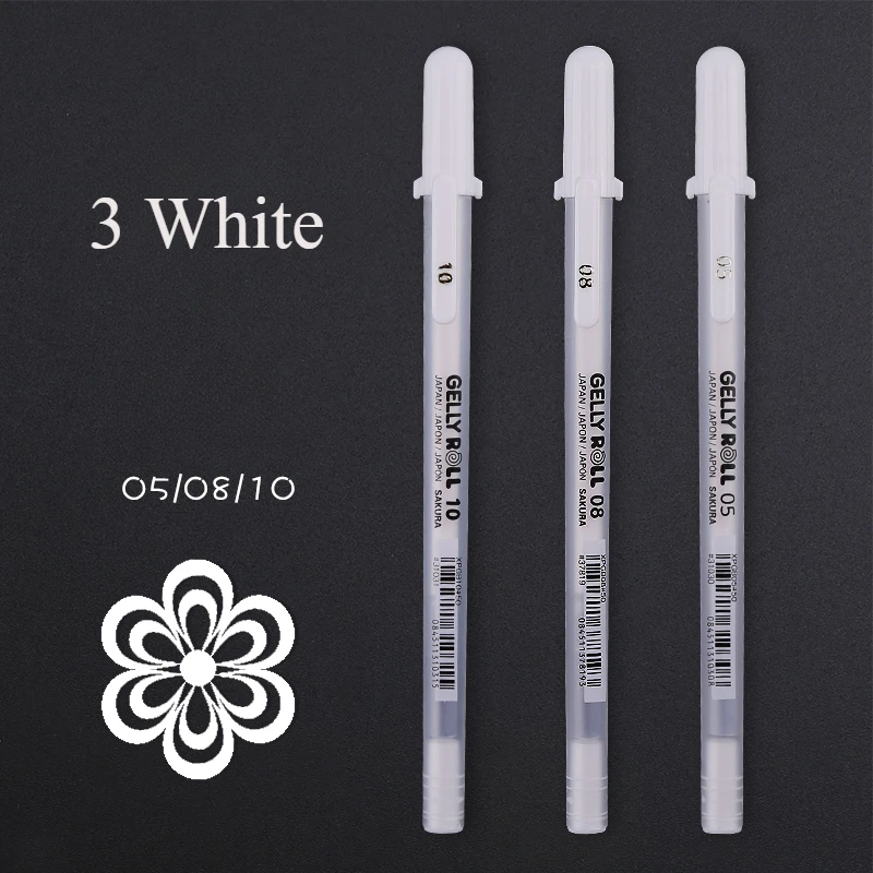 1/3PCS SAKURA Gelly Roll Gel Pennen Hoogtepunt Marker voor Journaling Art Tekening Klassieke Witte Inkt Diverse punt Fijn Medium Vet