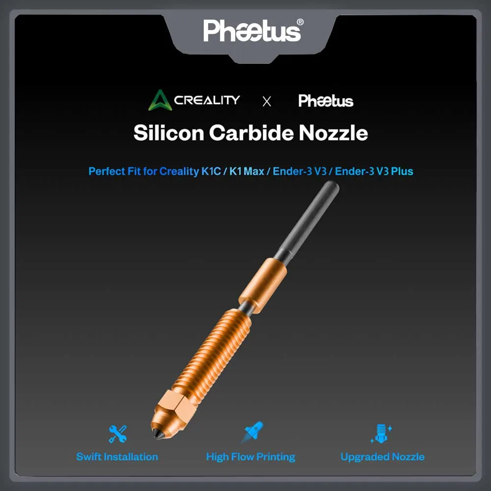Phaetus Creality Upgraded  Silicon Carbide Nozzle High Flow Durable For Creality K1C K1 MAX Ender-3 V3 Ender-3 V3 Plus