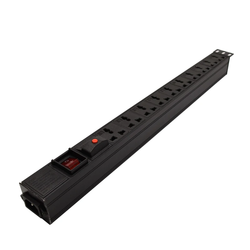 

3500W 16A overload protection LED switch Aluminum 10 AC Universal Outlets Power Strip C13 Transfer interface Adapter PDU