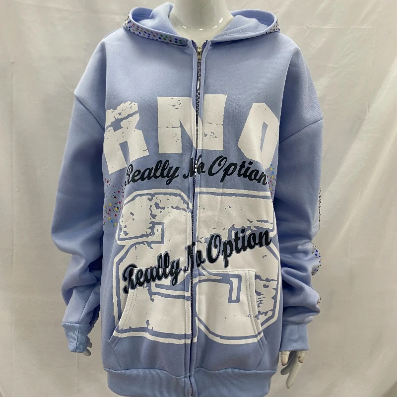 

Autumn Winter American Hip-hop Trend Y2K Street Sports Cardigan Letter Printed Hoodie Fashionable Loose Casual Top Men's Women's