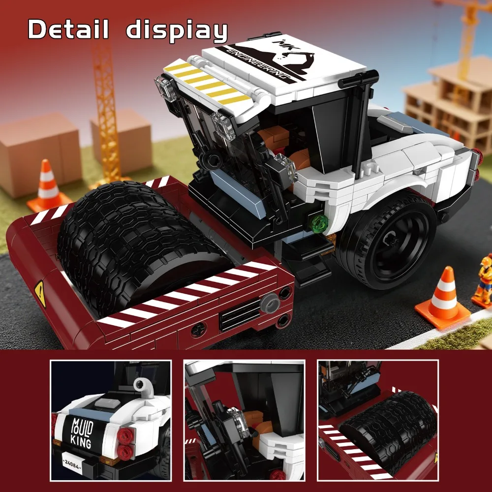 24084 Walec drogowy 462 elementy Małe klocki konstrukcyjne Model pojazdu budowlanego do składania dla dorosłych i dzieci Prezent DIY