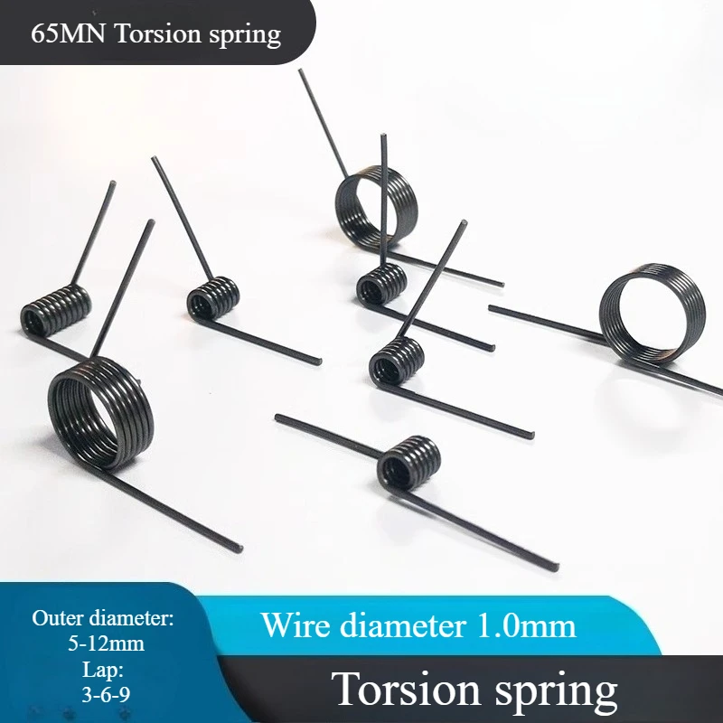 The diameter of the 65Mn spring steel precision torsion spring wire is 1.0mm, and the deflection is 60°, 90°, 120°, and 180°