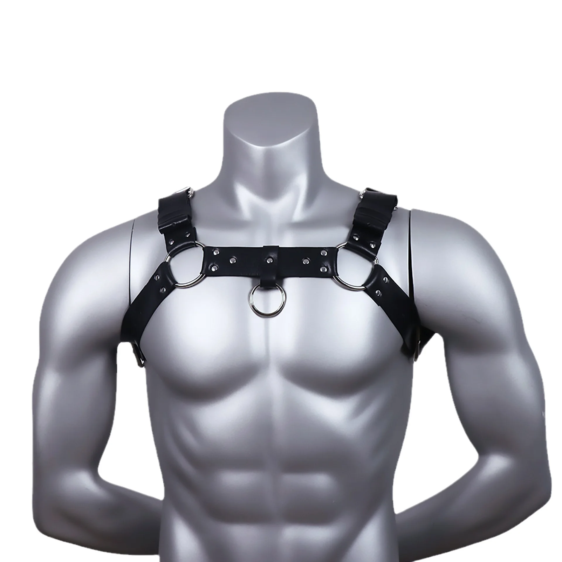 Gay Rave Harness Fetish Men Sexual Harness Belts Adjustable Leather Tops Body Chest Strap Erotic Rave Gay Clothing For BDSM