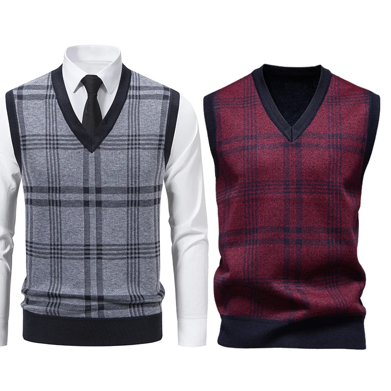 

2026 Men's Knit Vest Sleeveless Pullover Vest Lightweight V-Neck Casual Sweater Vest Comfortable Spring Autumn Fashion Vests