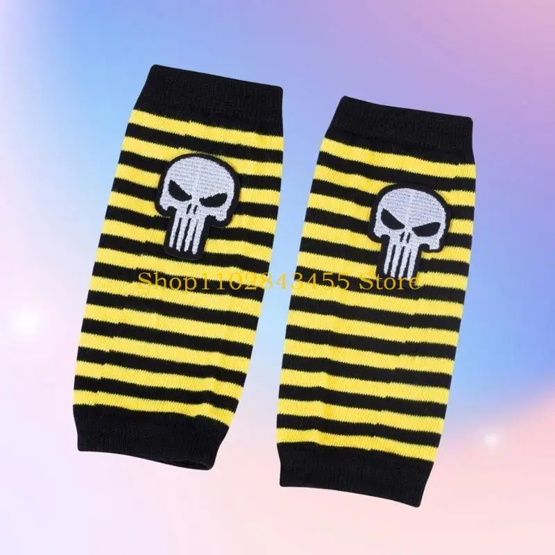 

49MC Punk Skull Fingerless Gloves Colorful Sleeve Gothic Elastic Sleeve for Teens