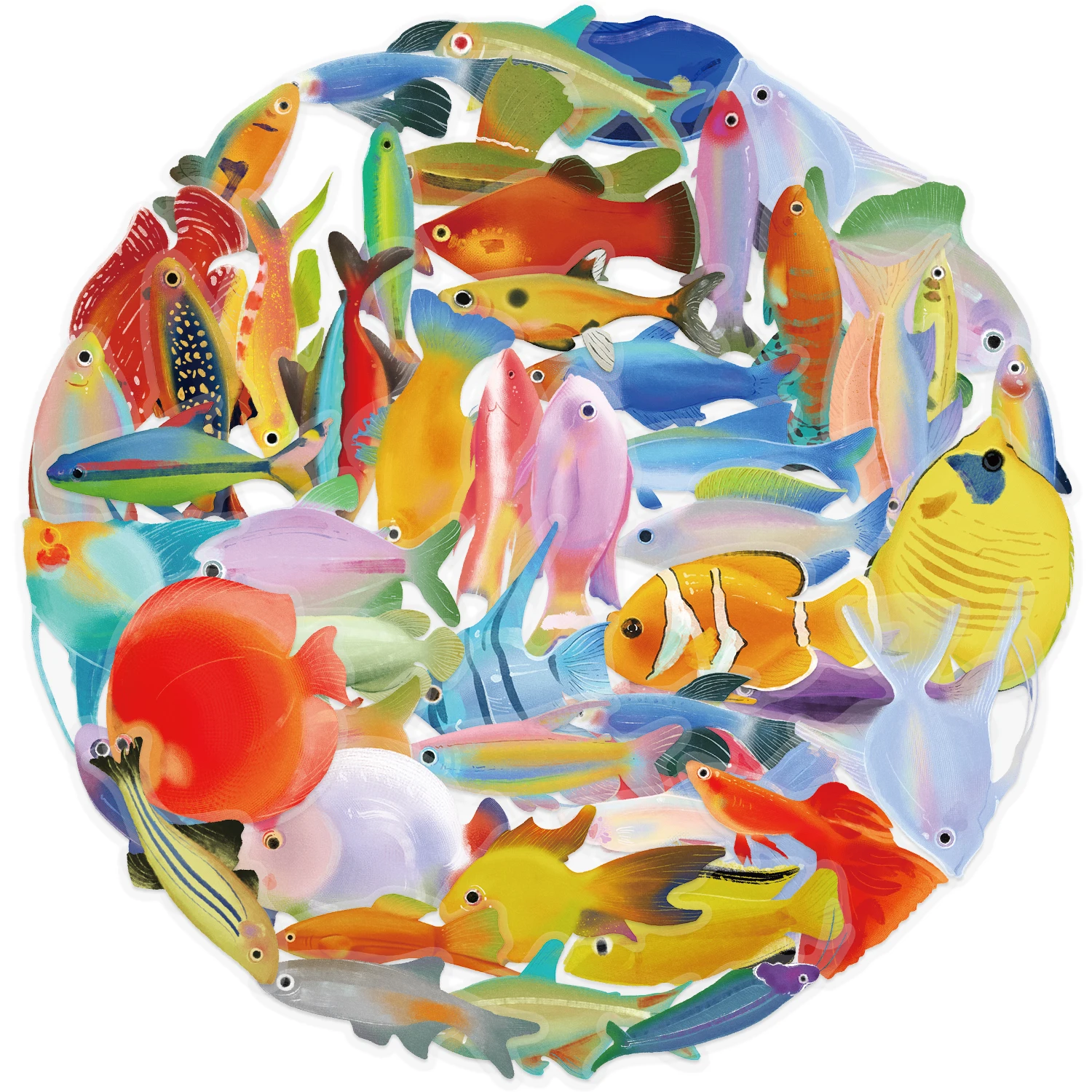 50/100PCS Fisch Transparente Aufkleber Laptop Aufkleber Wohnzimmer Sammelalbum Skateboard Gepäck Kunst Wasserdichte Telefon Graffiti Aufkleber