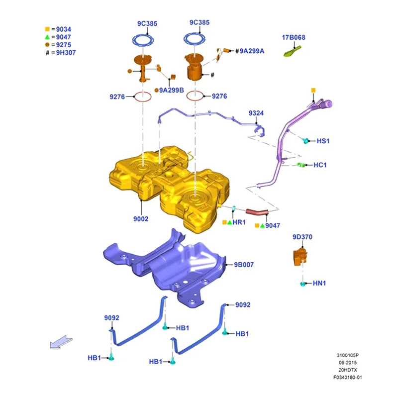وحدة مضخة الوقود الساخنة لفورد فيوجن 2014 مرافقة 2015 ، FU5A-9D370-KA/ FU5Z-9D370-C ، وحدة مضخة الوقود لفورد فيوجن 2014 مرافقة