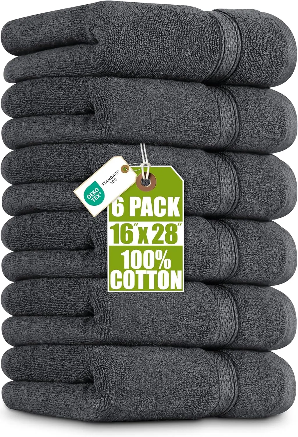 

6-Pack Premium Hand Towels, 16x28 Inches, 100% Ring Spun Cotton, Ultra Soft & Highly Absorbent for Bathroom, Gym, Shower