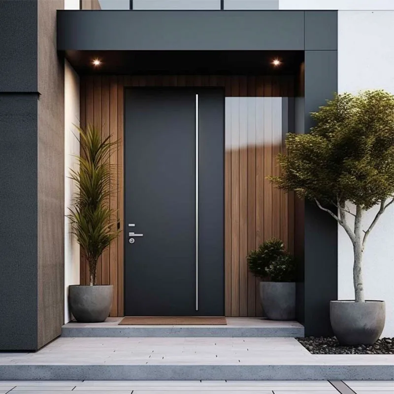تخصيص الأبواب الخارجية للبوابة الرئيسية الحديثة تصاميم باب الدخول الأمامي لباب دخول الألومنيوم لأمن المنزل