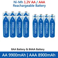 100% Rechargeable NI-MH battery AA 1.2V 9900mAh/1.2V AAA 8900mAh, flashlight, toy watch NI-MH battery replacement aaa battery