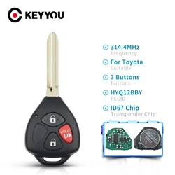 KEYYOU 3 Buttons 4D67 Chip Complete Remote Key For Toyota Rav4 Yaris Venza Scion 2006 2007 2008 2009 2010 HYQ12BBY