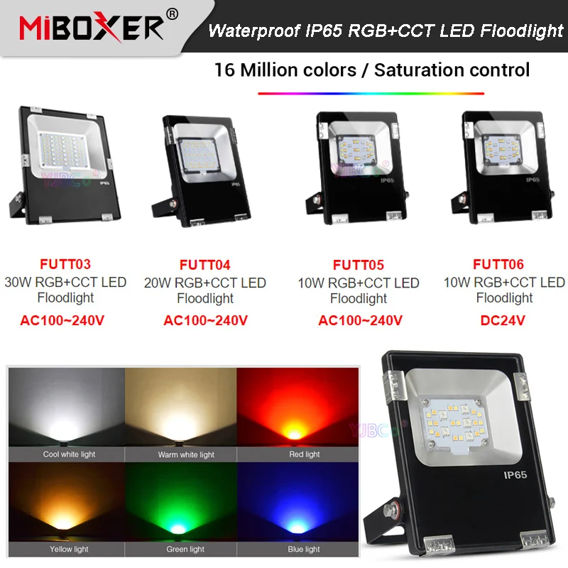 

Miboxer 10W 20W 30W RGB+CCT LED FloodLight Smart Outdoor Lamp 2.4G Remote /Voice Control IP65 Green space/Park/road decoration