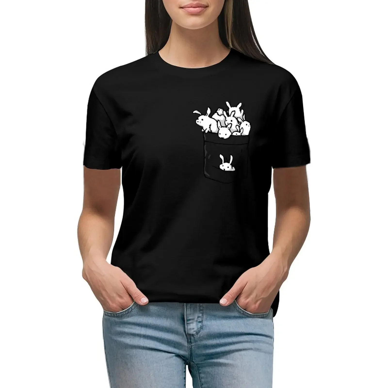 

Bunnies! T-Shirt anime clothes summer tops customs design your own heavyweights t shirts for Womens