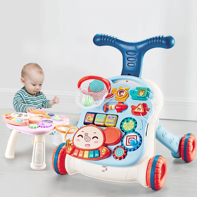 Poussette marketet anti-flexion multifonctionnelle pour bébé, marchette pour tout-petit, éducation à la marche précoce, jouet de marche trois en un, voiture pour bébé