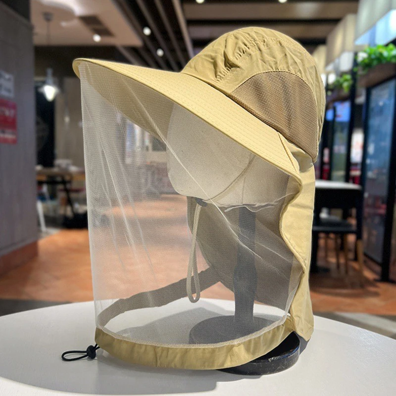 

Outdoor Travel Mosquito Hat Foldable with Hidden Net Insect & Bee Protection Sunscreen Cap for Fishing Hiking Design