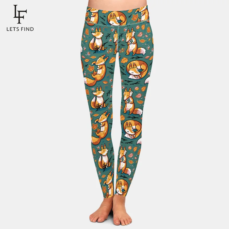 New 3D Digital Printing Fox Leggings High Waist Elastic Trousers Fashion  Leggings Casual Legging for Women