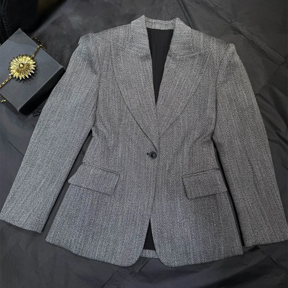 2026 Women's Spring Suit Coat, Satin, Casual, Slim Fit, Outerwear, Y2K New Fashion, High Quality, Versatile Top, Jacket bra
