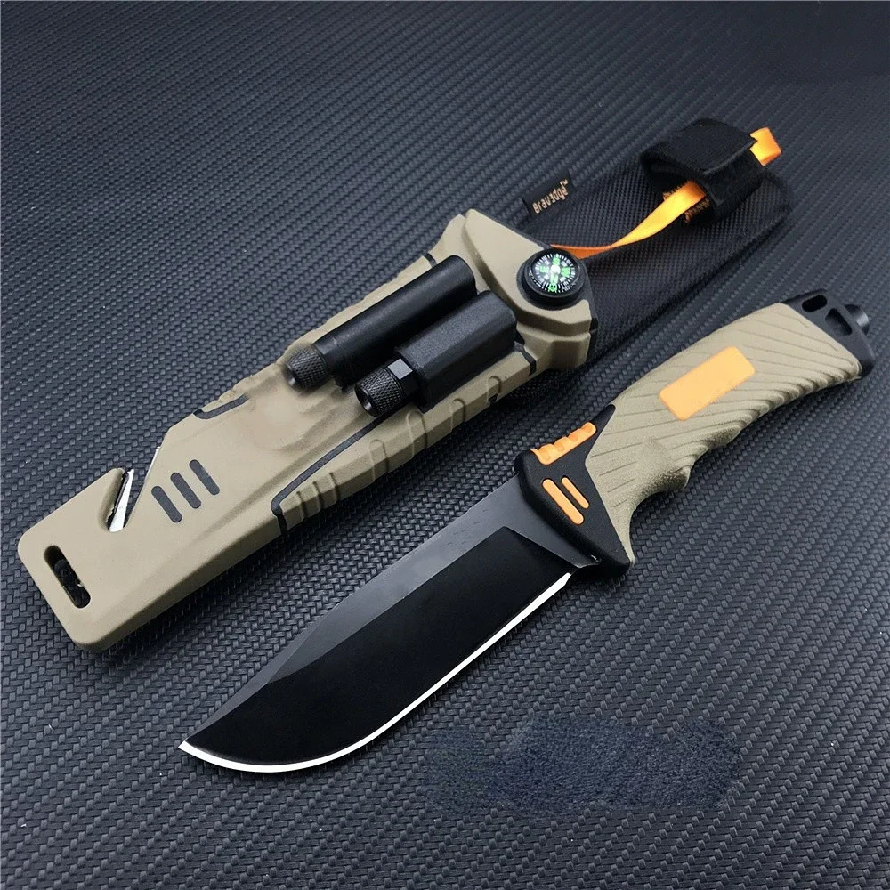 GB Fixed Blade Survival Knife Bear Grylls Ultimate 7Cr13 Blade Rubber Handle Outdoor Hunting Camping Combat Knives Military Tool