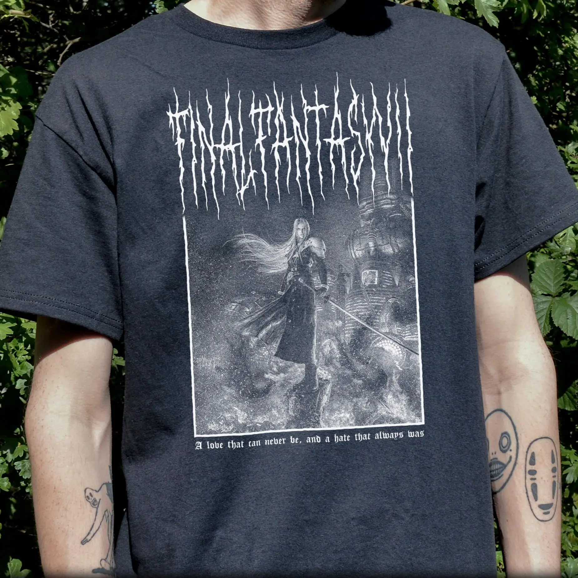 Final Fantasy VII Sephiroth Death Metal Font Graphic T-Shirt Cotton Men Women Streetwear Tee