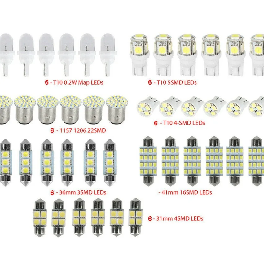 TCYATO 42PCS New design automotive interior light General Motors Light  31 36 41mm Dome license plate trunk  combination bulb
