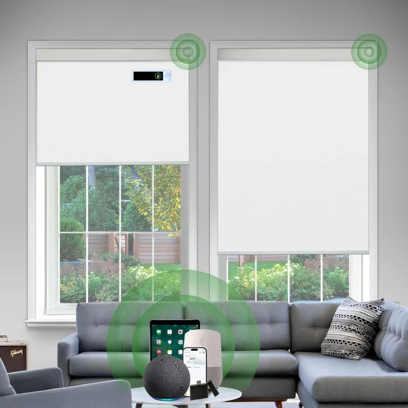 High Quality 100% Blackout Polyester Dual Layer Waterproof Design Wifi Alexa Remote Control Motorized Roller Blinds For Window