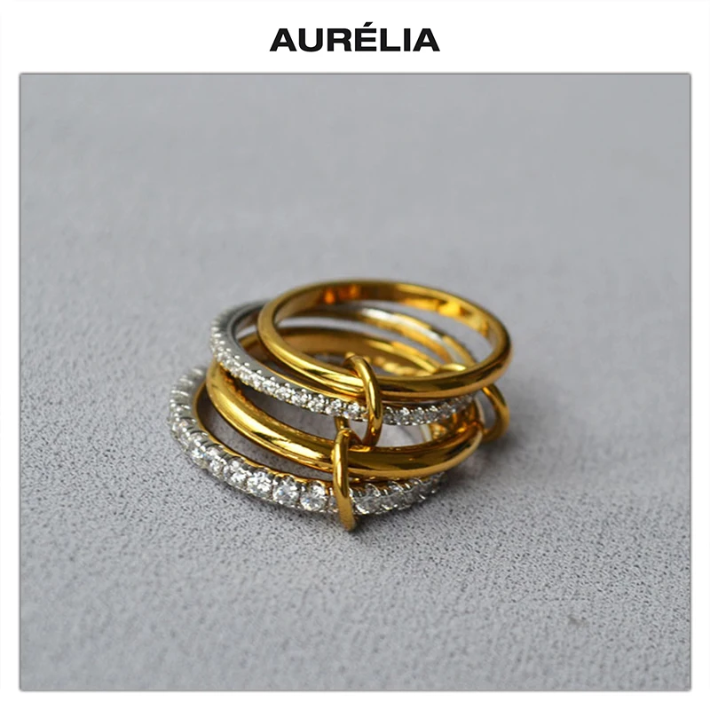 

Hot Fashion Gold Silver Zircon Three Ring Women Europe America Designer Party Jewelry Accessories Trend