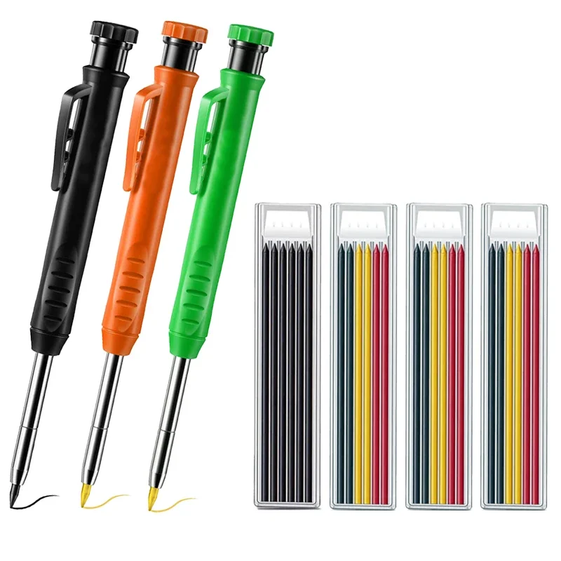 5/7Pcs Solide Zimmermann Bleistift Set Holzbearbeitung Werkzeuge Mechanische Bleistift Set Bau Carpenter Marker 3 Farben Refill Glasritzrades