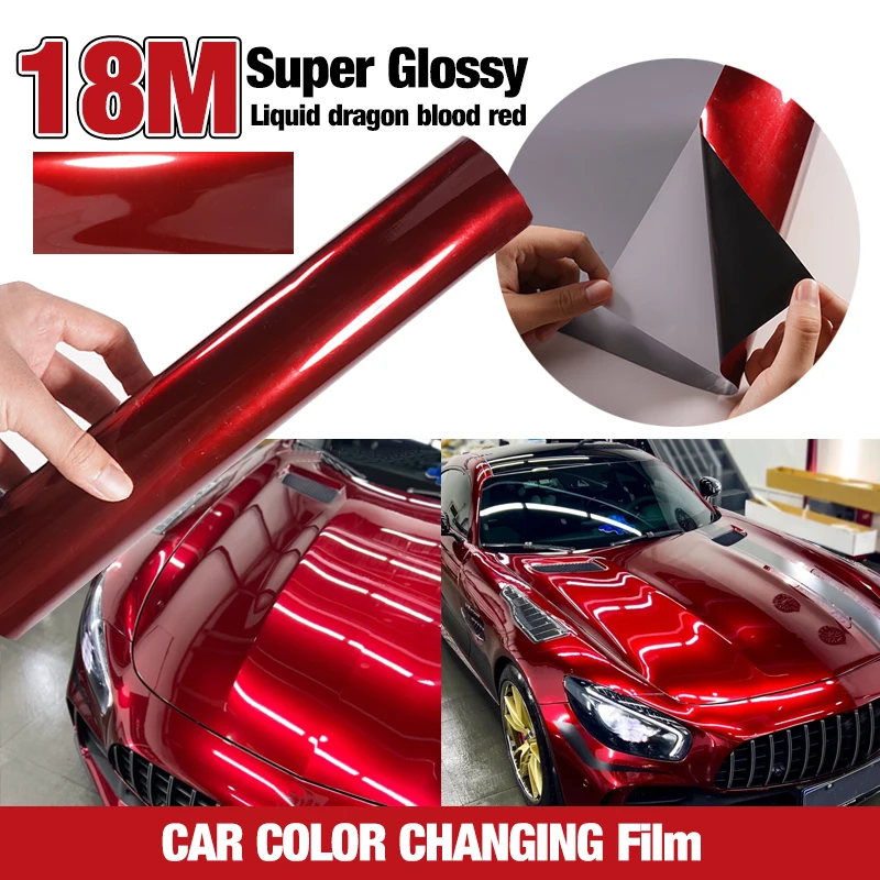 Highest quality 18M PET Liquid Dragon red vinyl wrap pet vinyl wrap gloss Liquid vinyl PET liner for car wrap quality Warranty