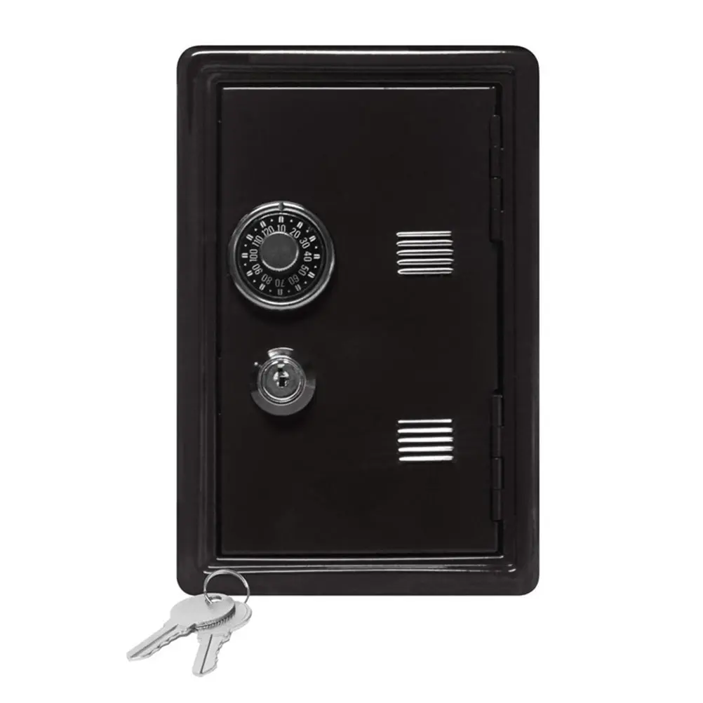 1pc Mini Iron Money Box Black Color Versatile Strongbox Coin Container Home Office Accessory Desk Decor Gift Idea