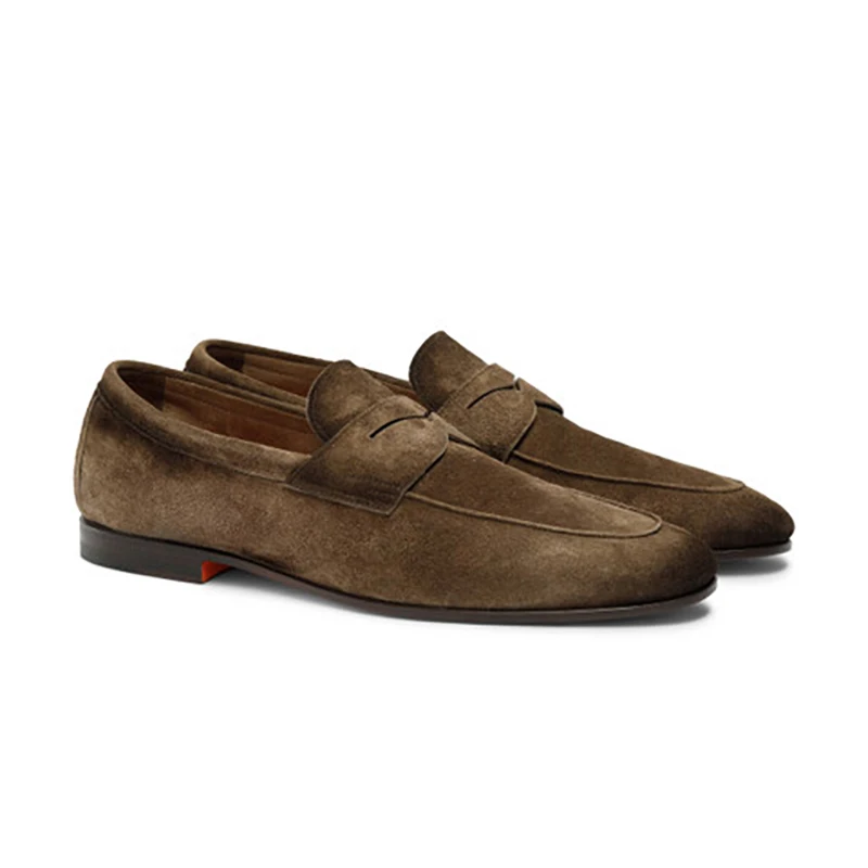 

Italian handmade elegant men's suede loafers Weddings&family Gentleman comfortable slip-on Fashionable casual flat leather shoes