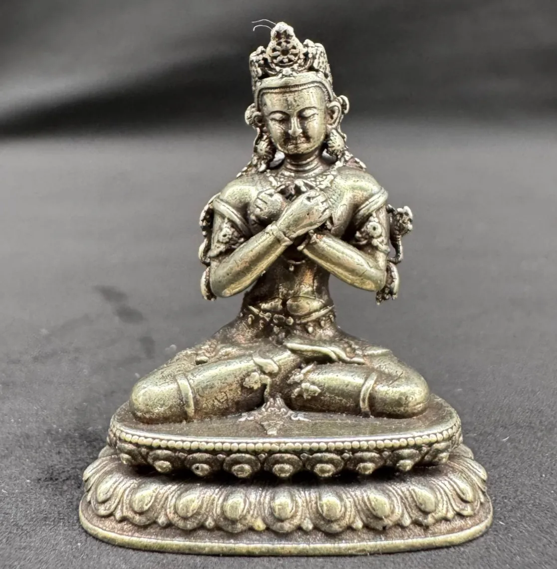 Old Chinese Tibetan Buddhist Bailima Copper Statue  Amulet Vajrasattva