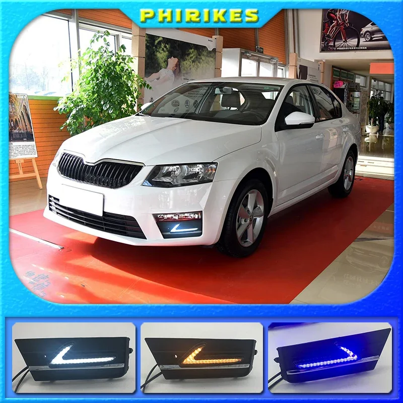 

For Skoda Octavia 2017 Car Accessories Waterproof 12V DRL Fog Lamp Decoration LED Daytime Running Light