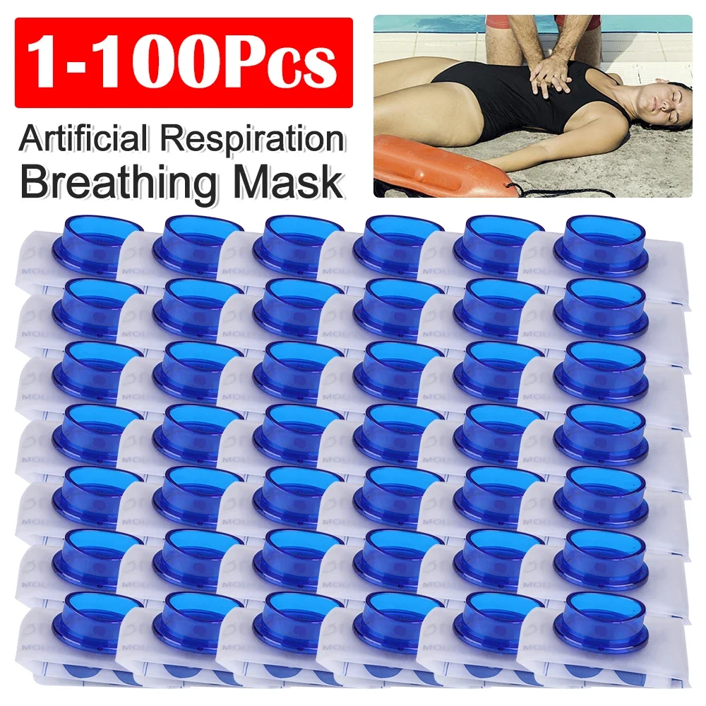 Máscara de respiración desechable para rescate de emergencia, respirador de primeros auxilios, protección facial para RCP boca a boca, respiración artificial, 1-100 Uds.