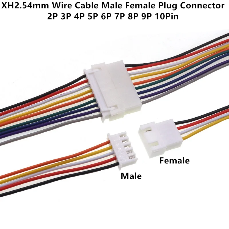 10PCS JST XH2.54 XH 2.54mm Wire Cable Connector 2P/3P/4P/5P/6/7/8/9/10 Pin Pitch Male Female Plug Socket 20cm Length 26AWG