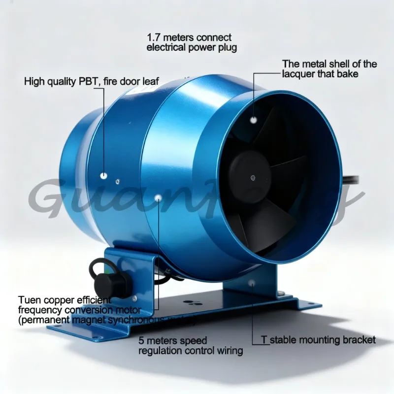 SE-A100 4-inch electric inline duct ventilator, used as a high-pressure straight edge exhaust fan for indoor ventilation systems