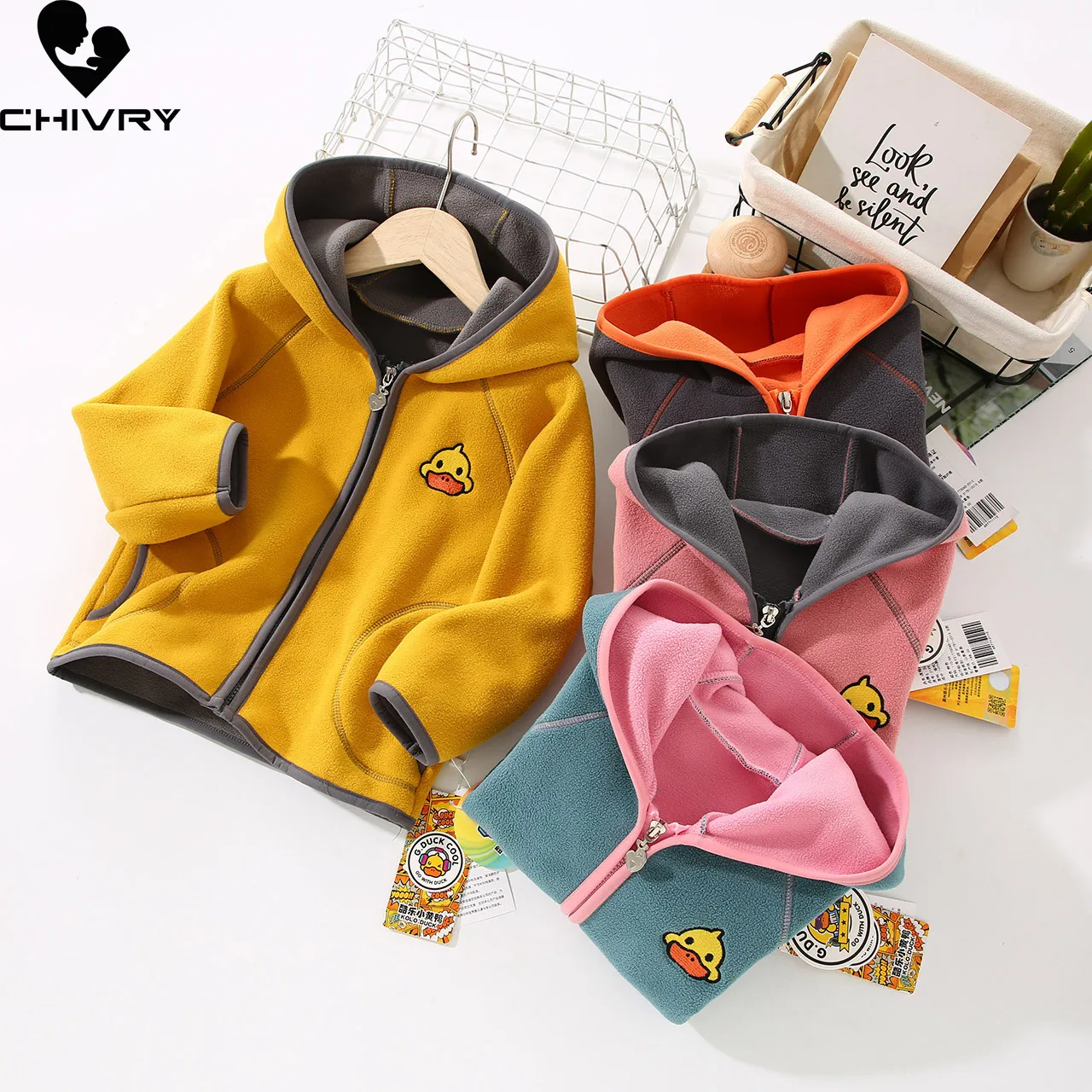 

Baby Boys Girls Outerwear Cartoon Hooded Zipper Coat Kids Sweatshirt Autumn Winter Warm Polar Fleece Jacket Children's Clothing