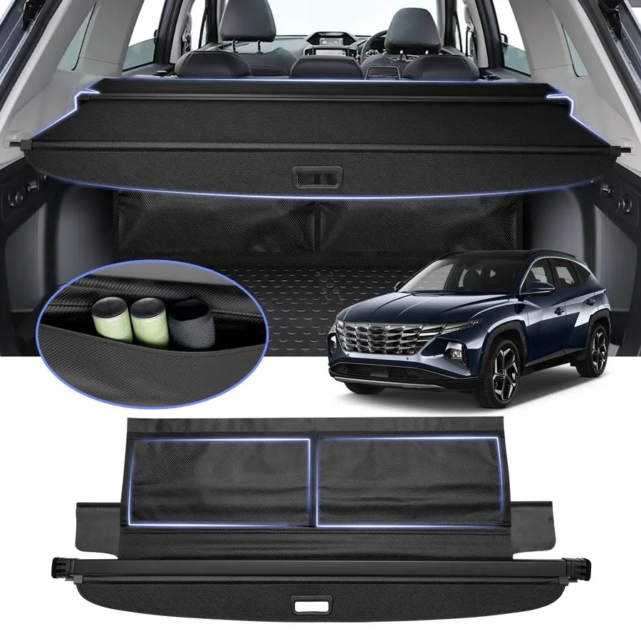 

Cover for Tucson 20222026 Accessories with Extra Leather Pouch, Trunk Cover for Tucson Retractable Security Shield Shade Cover U