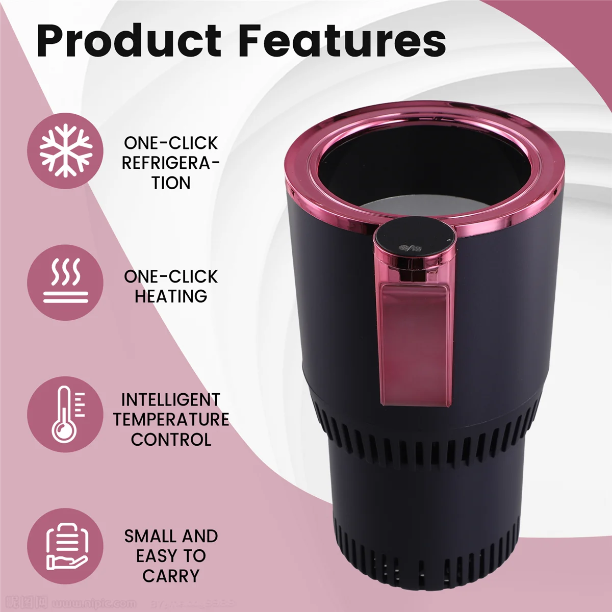 12V Car 2 in 1 Heating Cooling Cup Warmer Cooler Cup Smart Cup Holder Digital Display Temperature Drinks Holders Purple