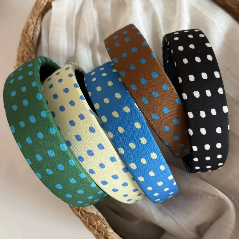 

Korean Polka Dot Wide Edge Sponge Headband For Female Simple Versatile Cute Face Wash High Skull Top Hair Bundle Hair Accessory