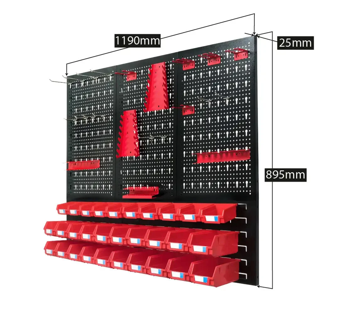 2025Easy Install 0.8 mm Thick Powder Coated Steel Pegboard Panel Organizer for Kitchen & Bathroom Tool Storage