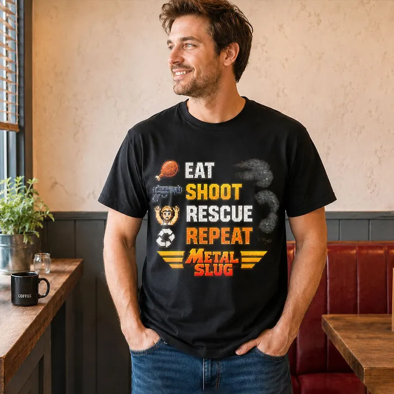 Retro Action Shooter Gaming Metal Slug Classic T Shirt 0812 Arcade Game Graphic Tee Short Sleeve