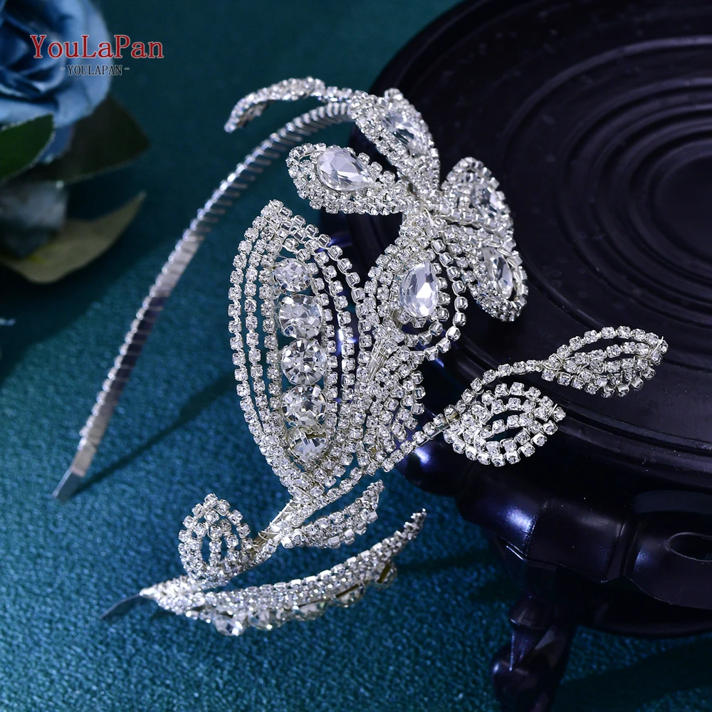 

TOPQUEEN Flower Shaped Rhinestone Ornaments Wedding Hairpiece Bridal Luxury Bling Hair Accessories Wedding Tiara Bridal HP702