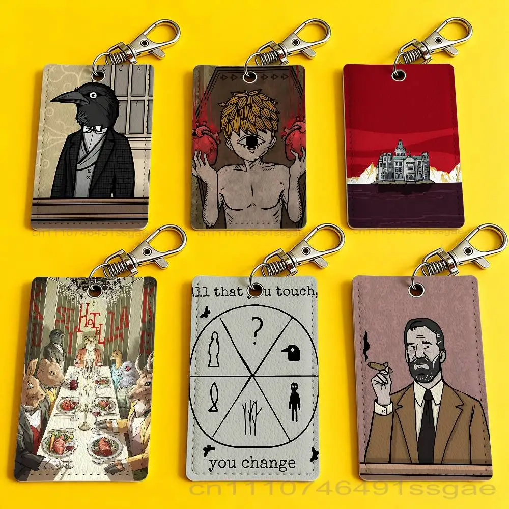 Game R-Rusty Lake Card Case Leather Card Holder Keychain Key Ring Door Access Tags ID Card Case Keychain