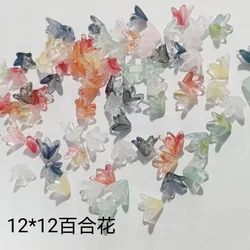 30Pcs 12MM Gradient Color Lily Flower Czech Crystal Glass Beads for Jewelry Making Hairpin Handmade Diy Bracelet Accessories