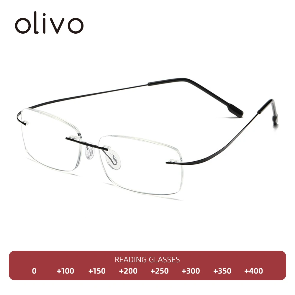 

Titanium Classic Rimless Reading Glasses for Men Anti-blue Light Man Eyeglasses Frames Women Eyewear Luxury Lenses Prescription