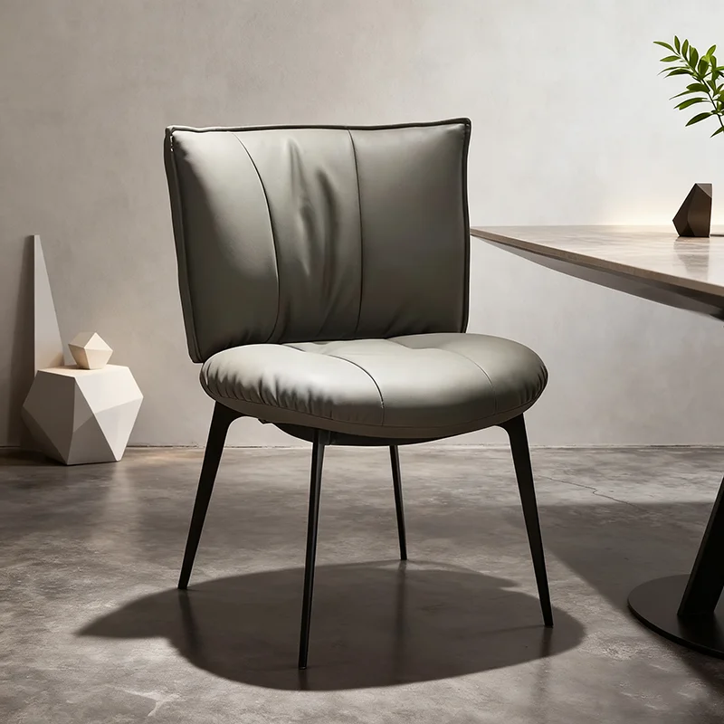 

Comfy Dining Room Leather Dinner Chair Modern Dining Chairs for Kitchen Simple Steel Leg Restaurant Table Chair with Soft Back