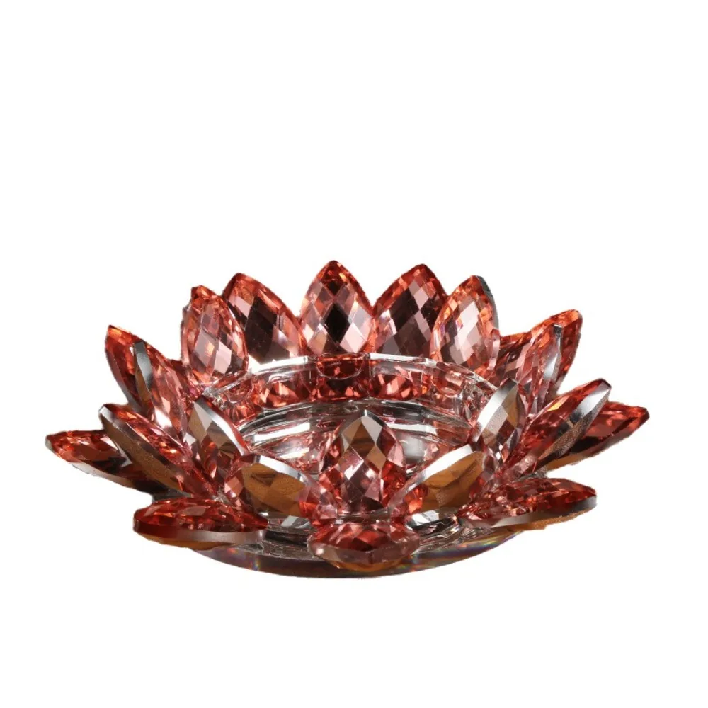 Thicken Lotus Candle Holder Colorful Non-slip Clear Lotus Figurine Multi-purpose Romantic Crystal Lotus Candlestick