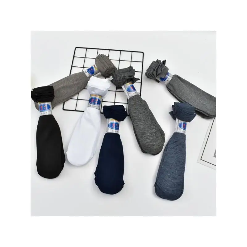

Wholesale Price 100 Pairs New Design Men Socks Straight Mercerized Cotton Business Breathable Thin Pile Factory Solid Color