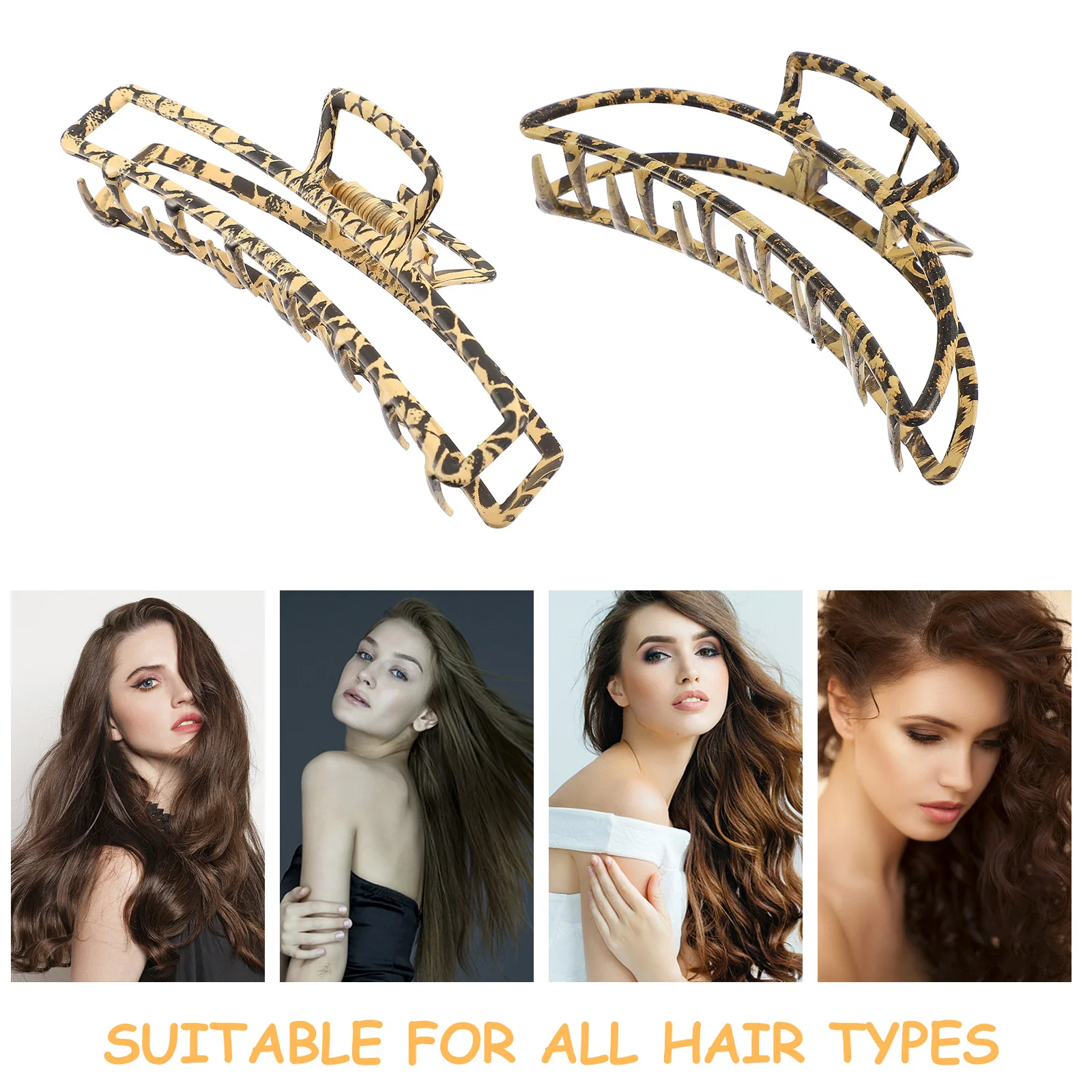 

2pcs Leopard Print Metal Hair Clips Exquisite Anti slip Claw Clips for Thick Hair Women Headdress Decor Daily Travel Party